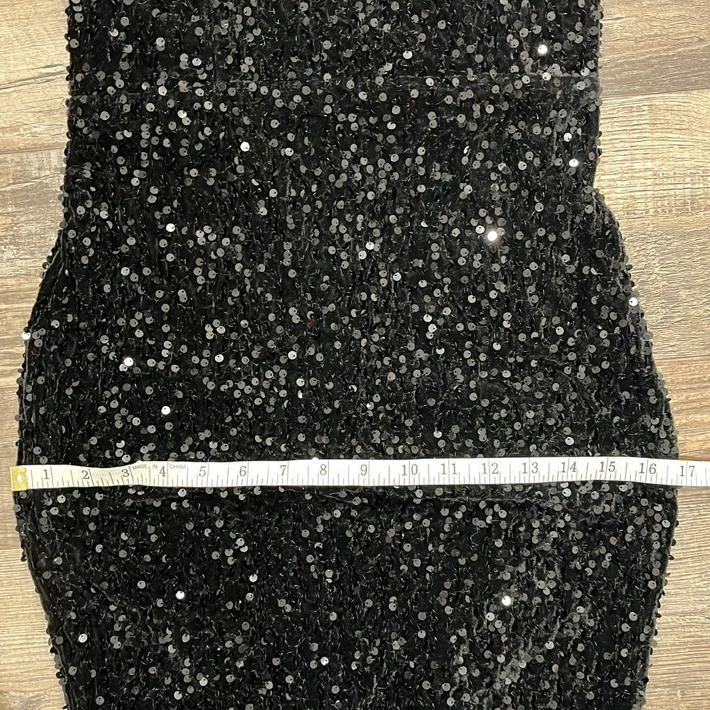 Black Velvet Sequin Mermaid Prom Dress Gown Size 4 Sweep Train Corset Back Gala - Picture 13 of 16
